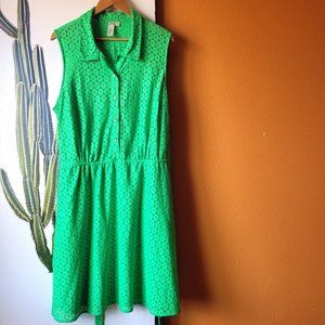 Green Eyelet Midi Sleeveless Button Front Dress Size 24W